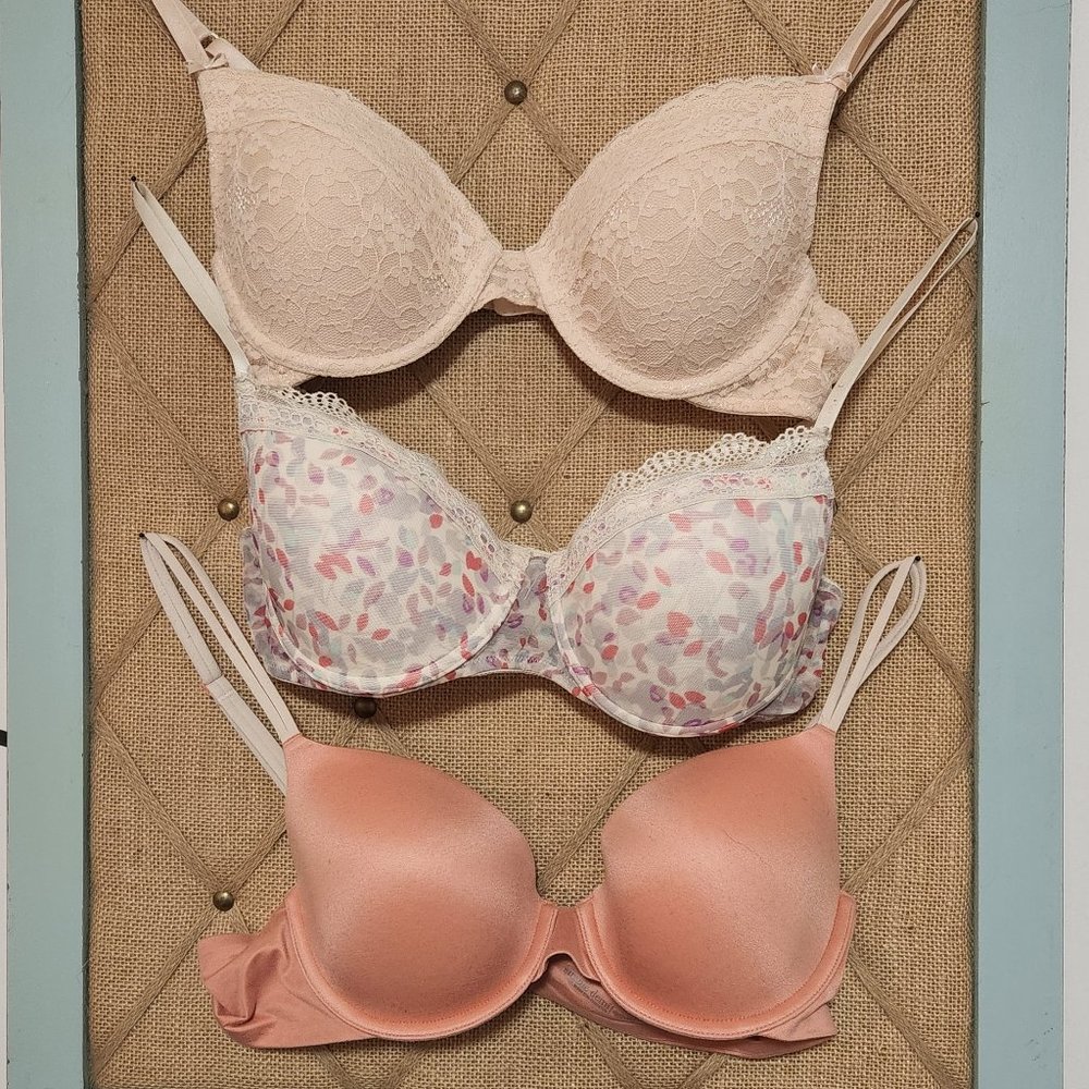 Pink, pink, and pink! Three bras: Aerie, Calvin Klein, 36B and 34C sizes